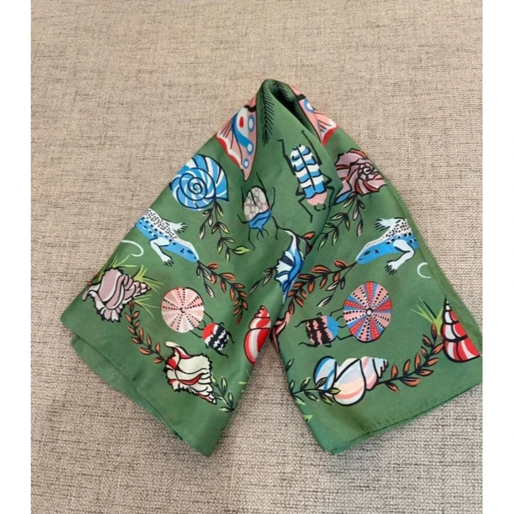 Green Butterfly Print Scarf For Women